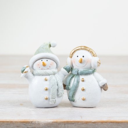 Snowman Duo in Sage Green