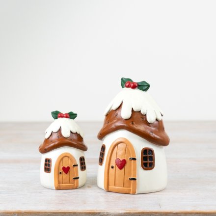 Magical Christmas Pudding Houses - Pair