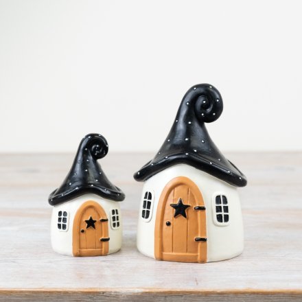 Haunted Witch Hat Houses - Pair