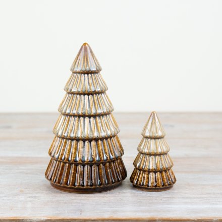 Ornamental Trees - Brown & Gold - Pair