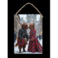 Kissing Highland Cows Mini Metal Sign