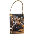 Mini Metal Sign - Highland Cow With Pint of Beer