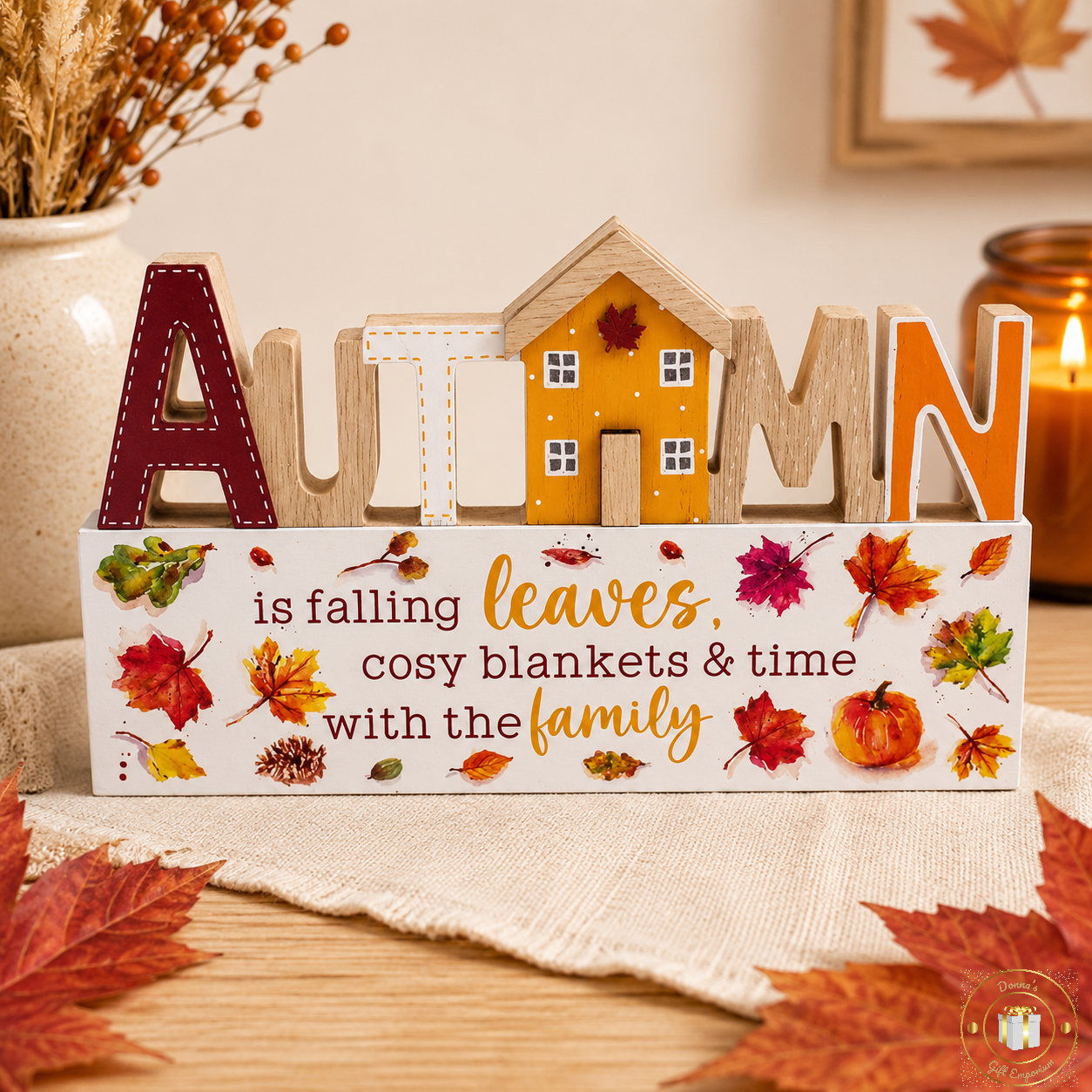 Autumn Leaves Family Standing Plaque