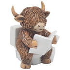 Highland Cow Reading On Toilet