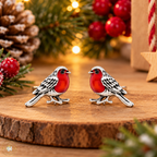 Antiqued Robin Silver Plated Earrings