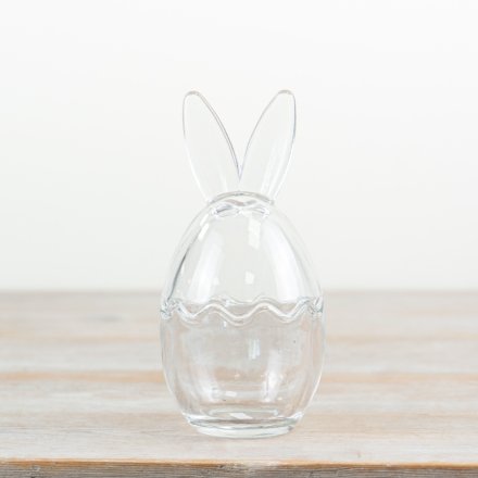 Glass Bunny Egg Storage Jar