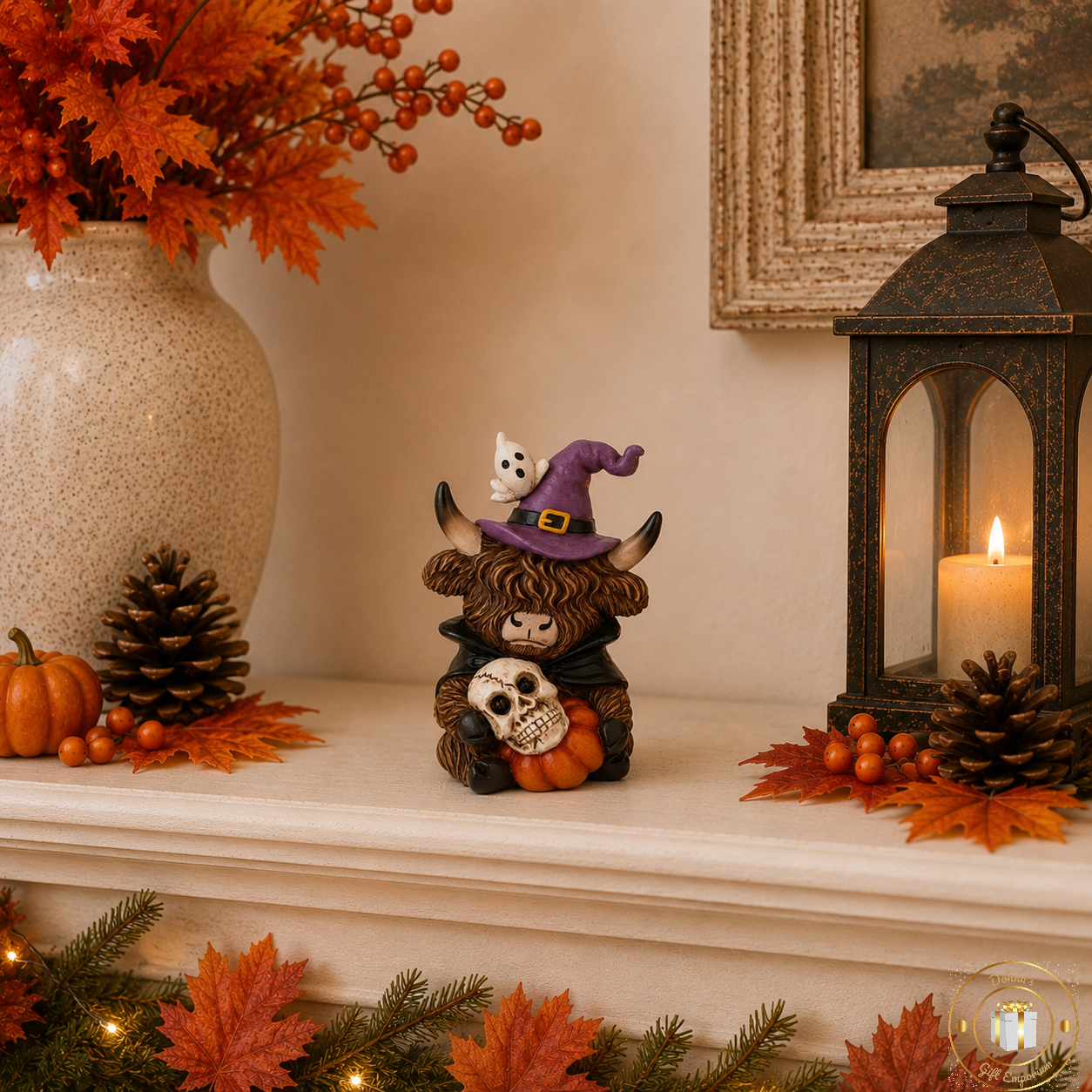 Halloween Highland Cow Ornaments – Pumpkin or Skull