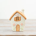 Pastel Green & White Fairy House Tealight Holder