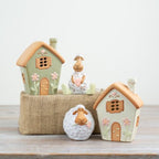 Pastel Green & White Fairy House Tealight Holder
