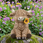 Garden Gnome - Highland Cow With Sunflower