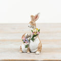 Floral Mum & Baby Bunny Rabbit Decoration