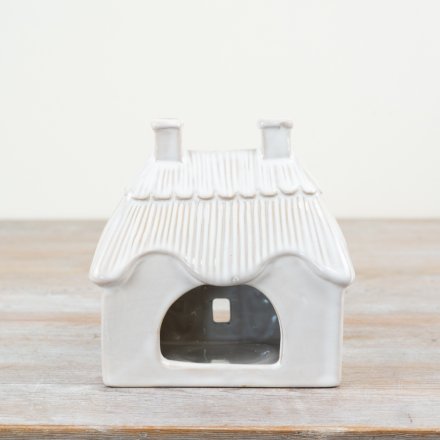 White Cottage Candle T-Light Holder