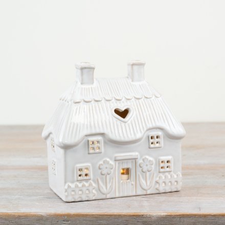 White Cottage Candle T-Light Holder