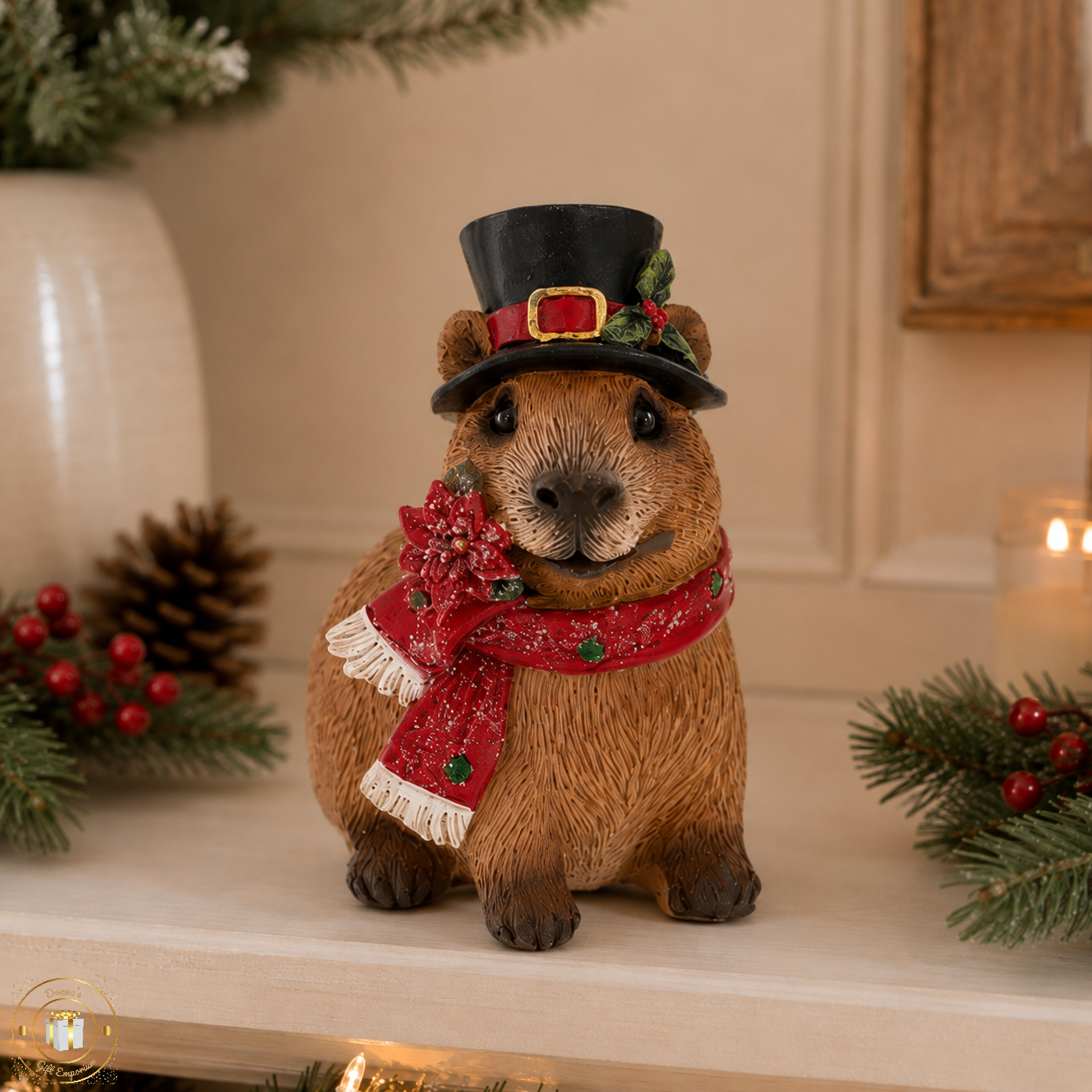 Christmas Capybara Ornament – Festive Woodland Decoration