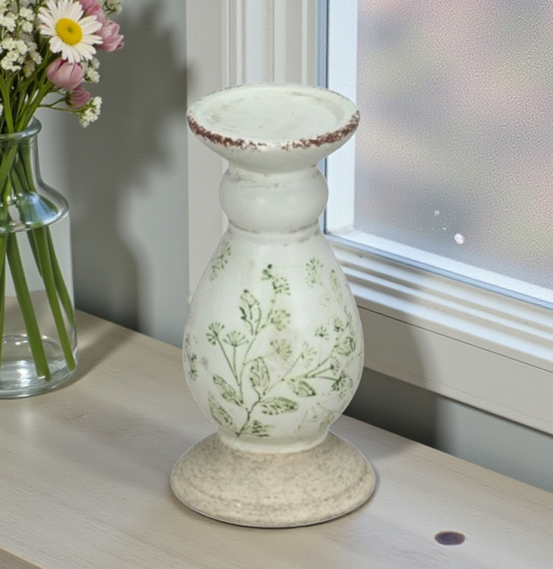 Green Leaf Ceramic Candle Holder