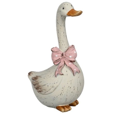 Duck Figurine With Pink Bow