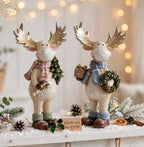 Nordic Nest Standing Moose with Gold Antlers Ornaments
