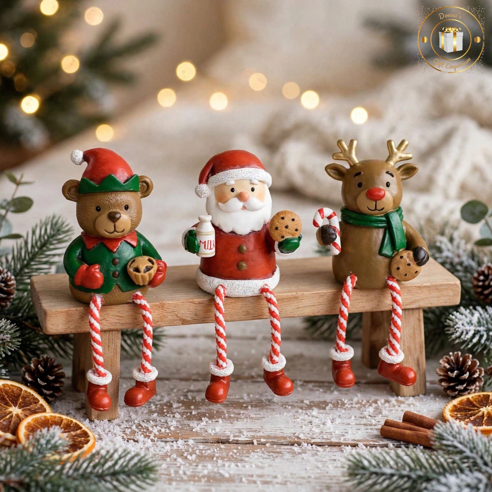 Santa's Magical Feast Collection – Christmas Shelf Sitters - Elf Santa Reindeer