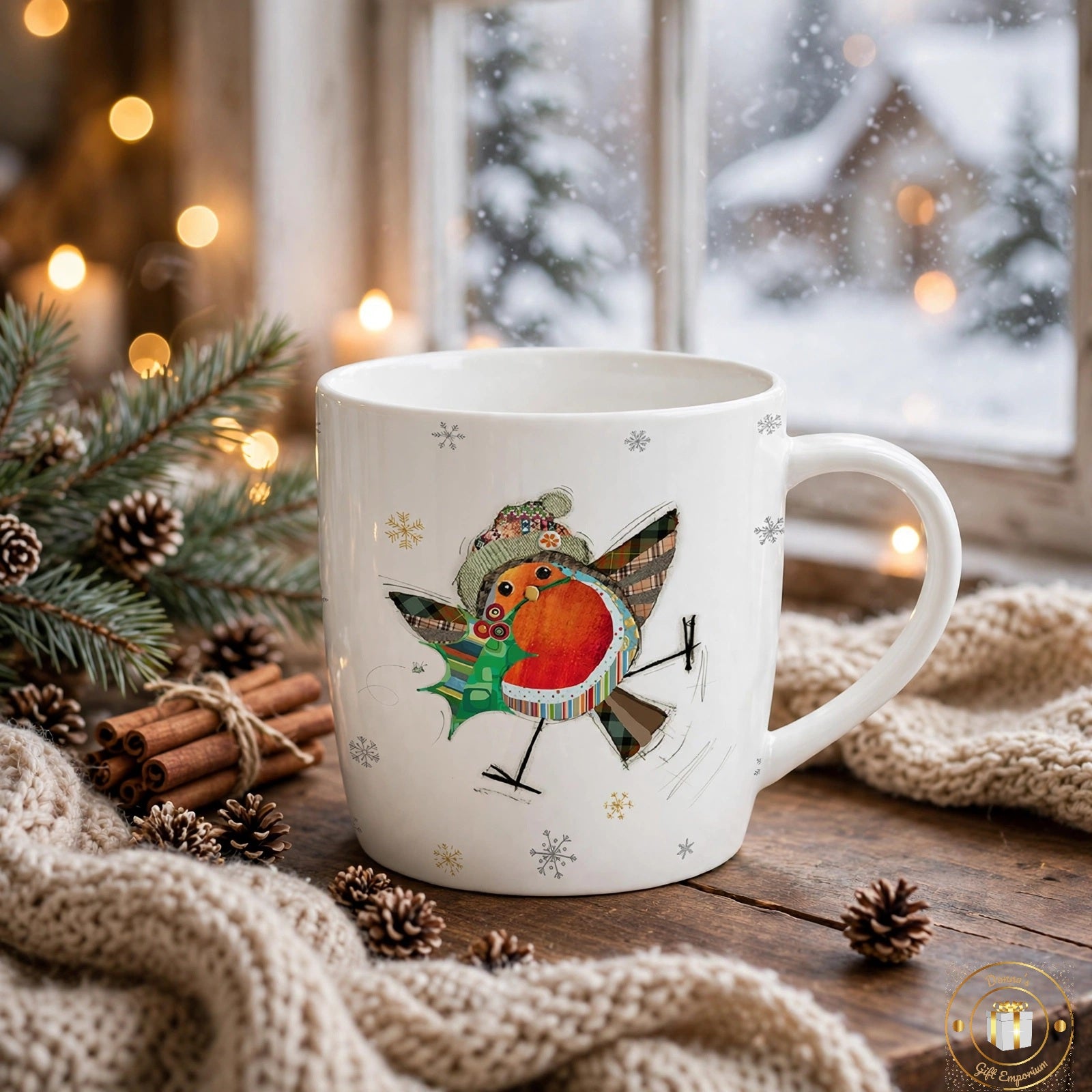 Christmas Bug Art Mug - Robin