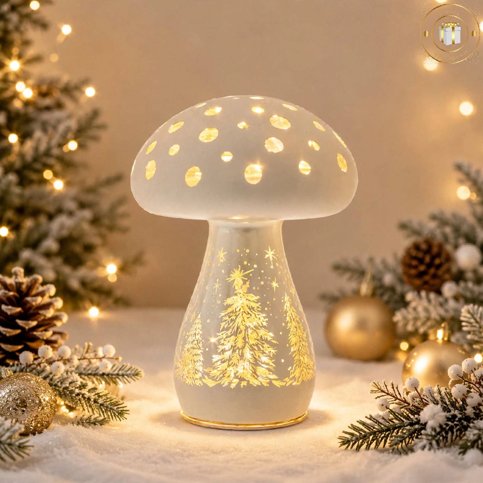 Magical Christmas LED Mushroom Small Gold