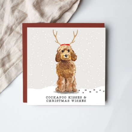 Christmas Card - Cockapoo Kisses and Christmas Wishes