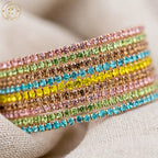 Rainbow Rhinestone Wide Wrap Elasticated Bracelet