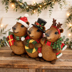 Festive Christmas Capybara Trio Ornament