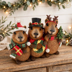 Festive Christmas Capybara Trio Ornament