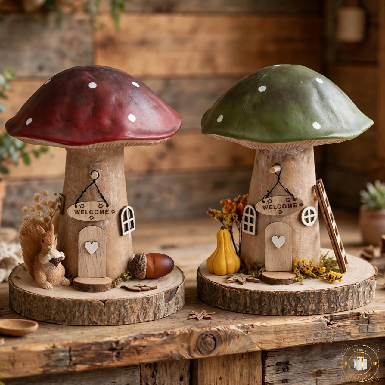 Mushroom Cottage With Gourd & Ladders or Squirrel & Acorn