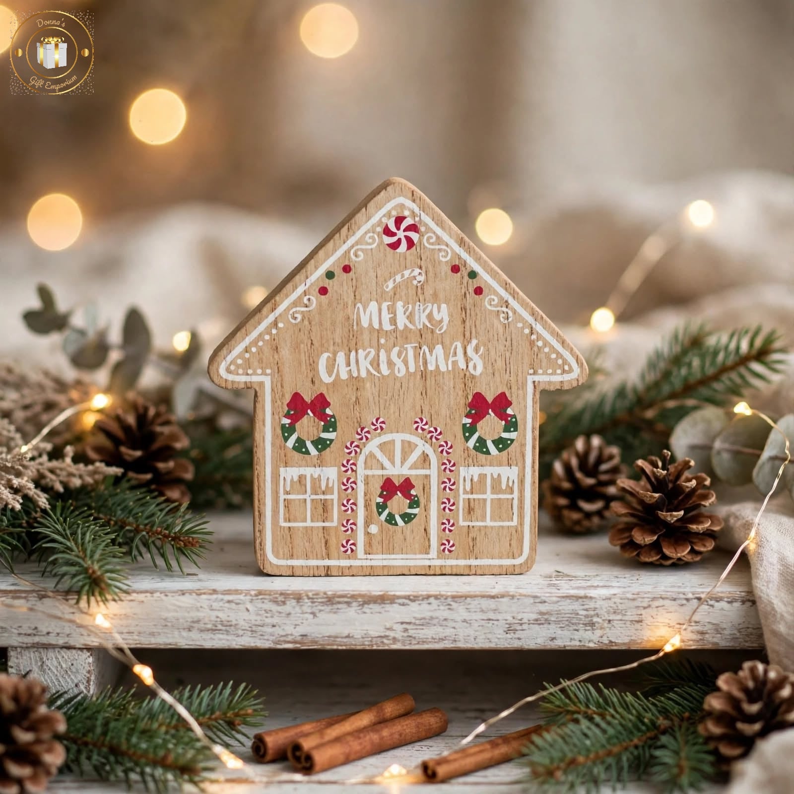 Wooden Gingerbread House Christmas Decoration