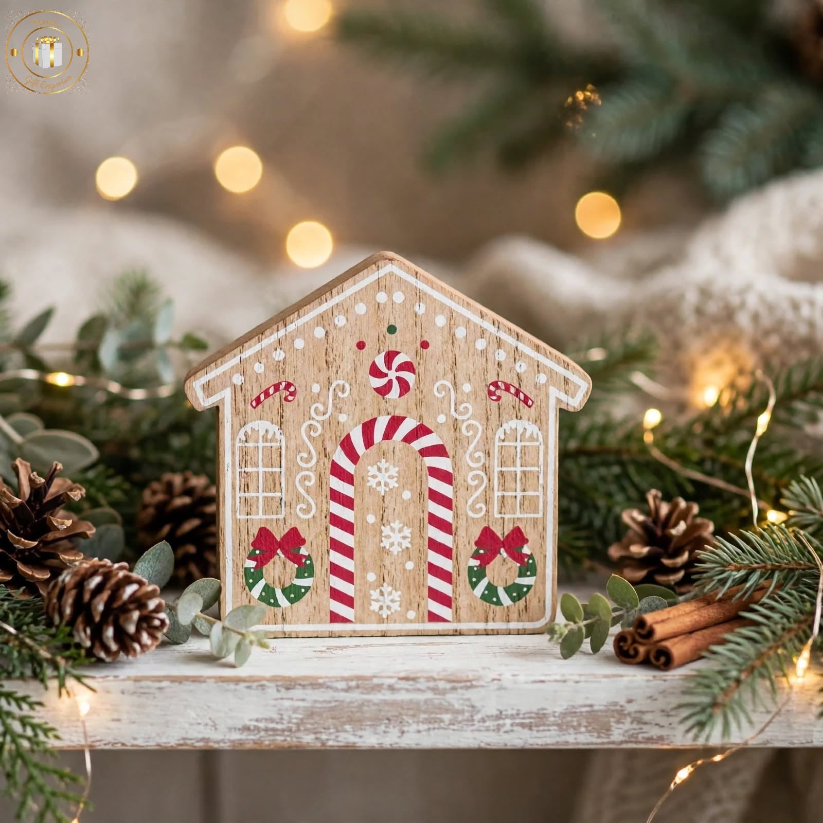 Wooden Gingerbread House Christmas Decoration