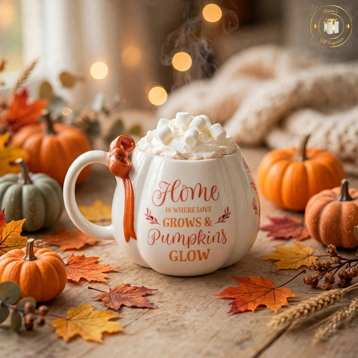 Autumn Pumpkin & Bow Mug