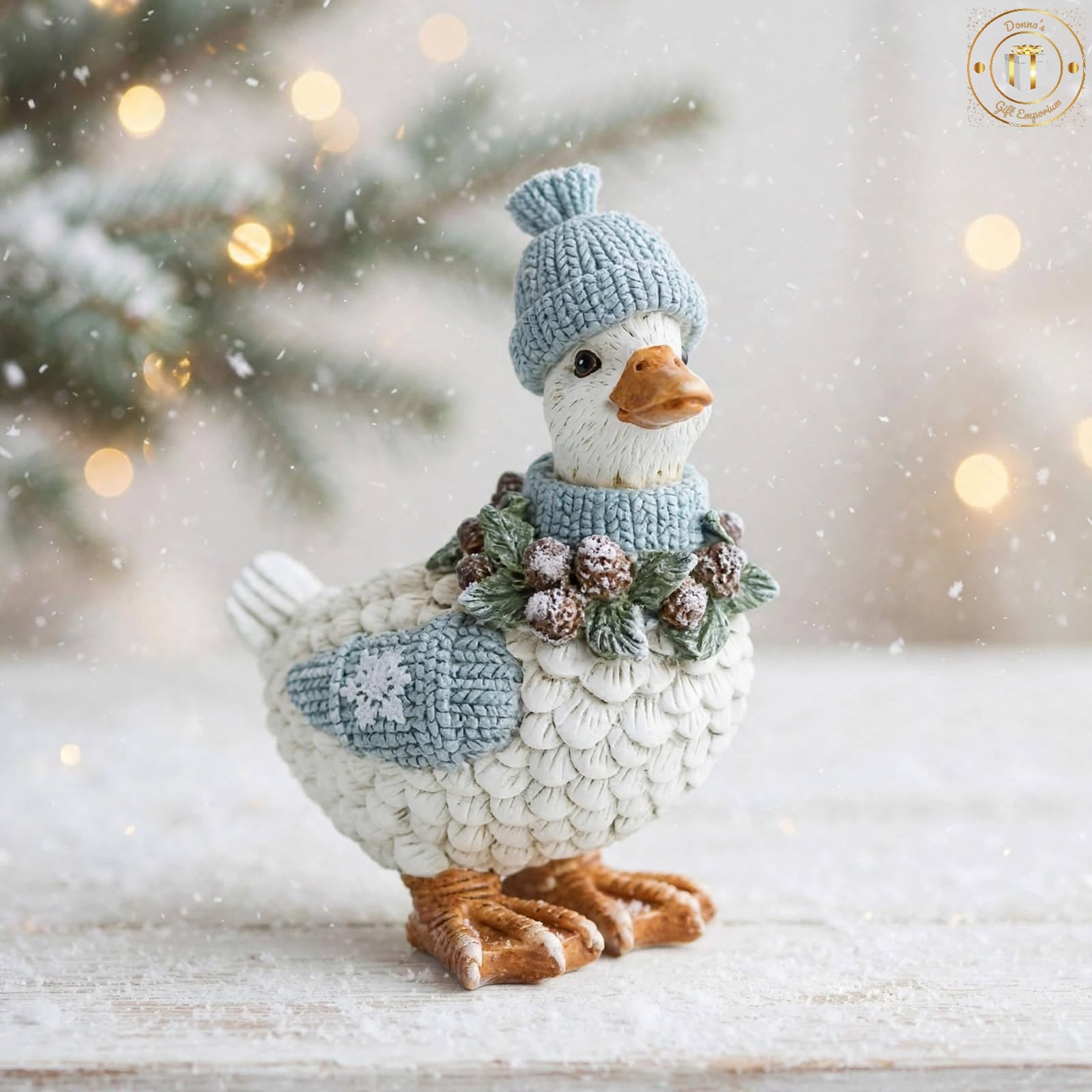 Winter Duck Decoration - Knitted Hat & Scarf Christmas Duck Ornament | Sold Individually