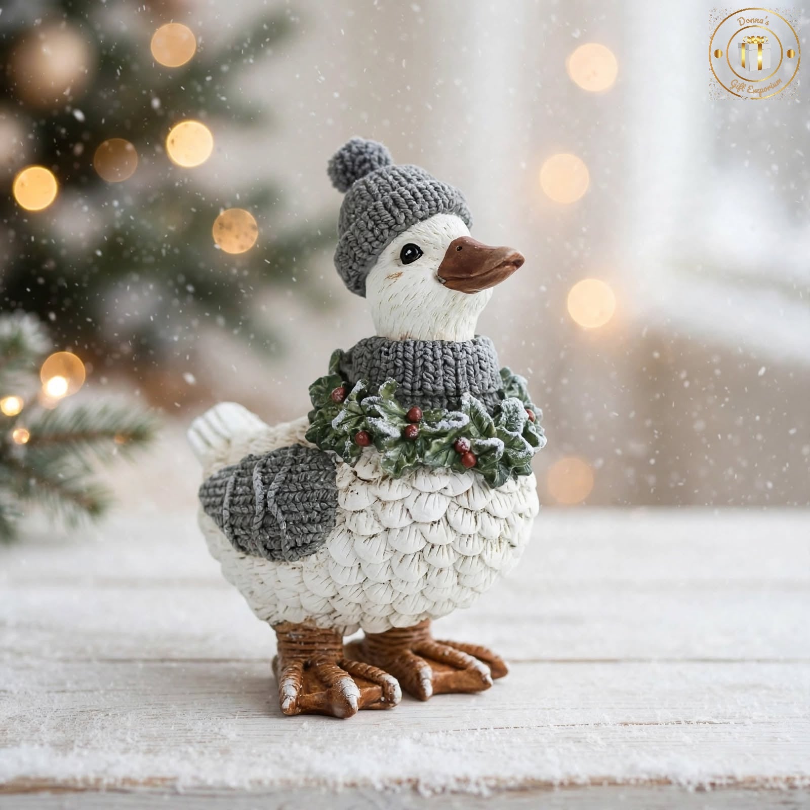 Winter Duck Decoration - Knitted Hat & Scarf Christmas Duck Ornament | Sold Individually