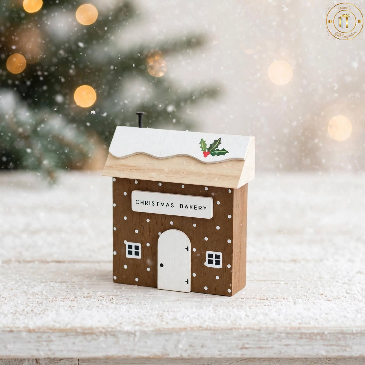 Christmas Bakery Wooden House Decoration - Gingerbread Scandi Christmas Cottage Ornament