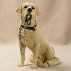 Adorable Golden Labrador Figurine with Lead in Mouth - Labrador Dog Ornament 15cm | Gift for Labrador Lovers