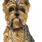 Yorkshire Terrier Ornament - Sitting Yorkie Dog Figurine with Lead | Dog Lover Gift | 14cm