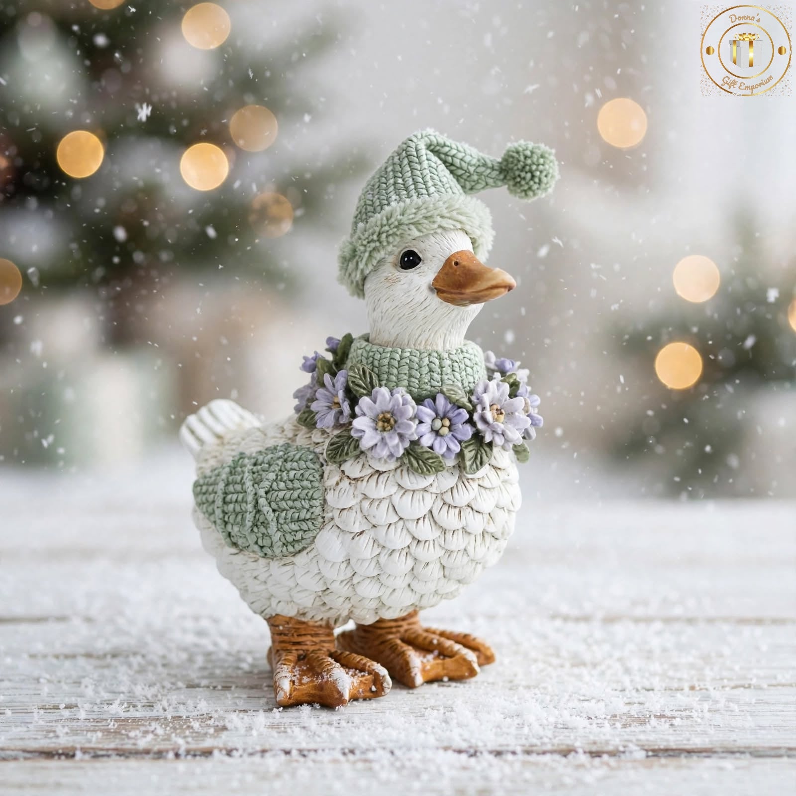 Winter Duck Decoration - Knitted Hat & Scarf Christmas Duck Ornament | Sold Individually