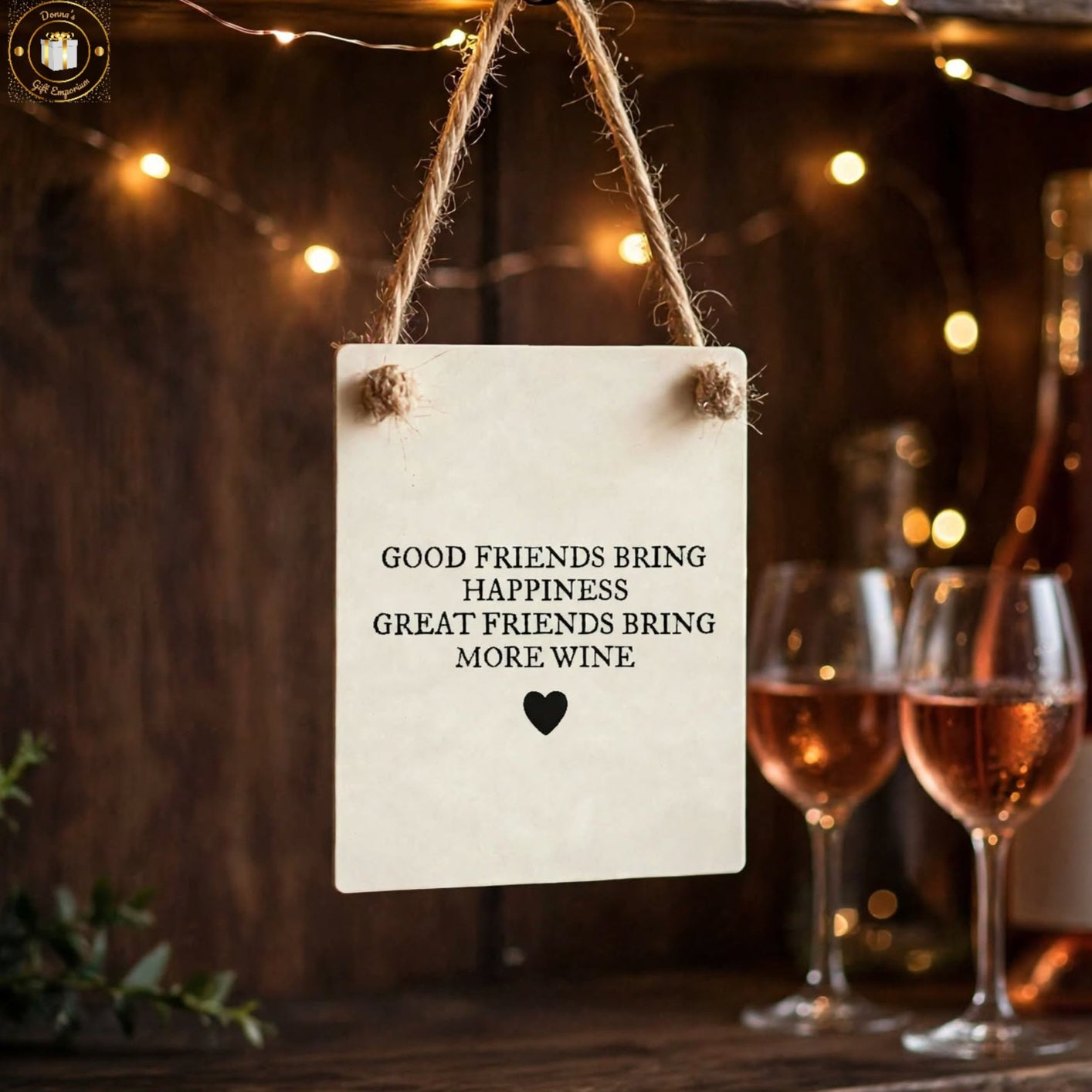 Great Friends Bring More Wine - Mini Metal Sign - Keepsake Gift
