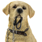 Adorable Golden Labrador Figurine with Lead in Mouth - Labrador Dog Ornament 15cm | Gift for Labrador Lovers