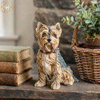 Yorkshire Terrier Ornament - Sitting Yorkie Dog Figurine with Lead | Dog Lover Gift | 14cm