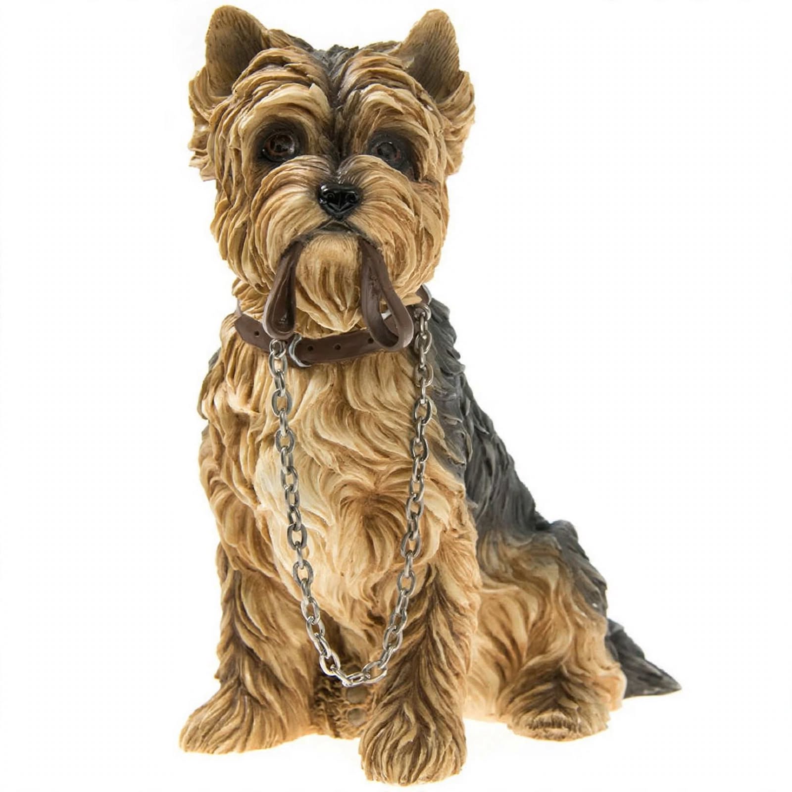 Yorkshire Terrier Ornament - Sitting Yorkie Dog Figurine with Lead | Dog Lover Gift | 14cm