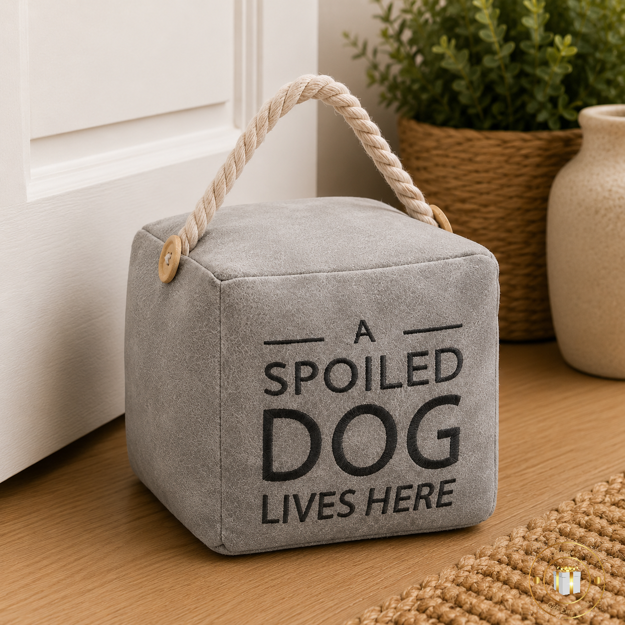A Spoilt Dog Doorstop - Grey