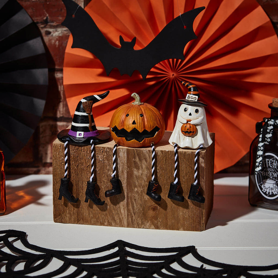 Halloween Shelf Sitters - Witches Hat Pumpkin & Ghost