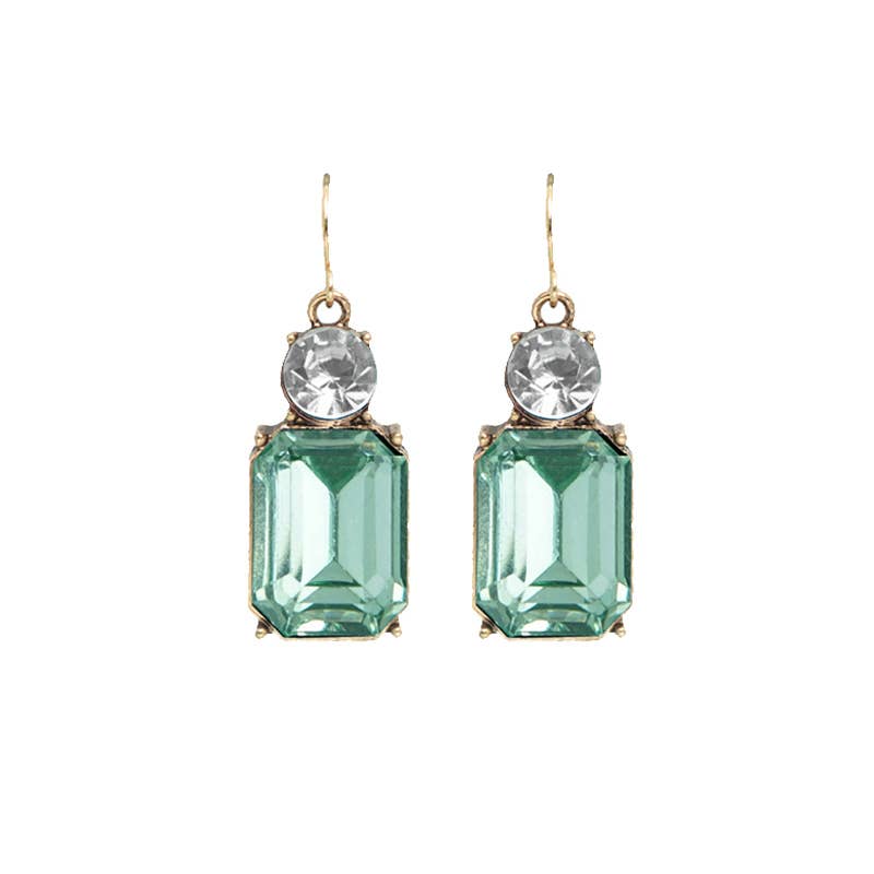 Twin Gem Earring in Green & Clear