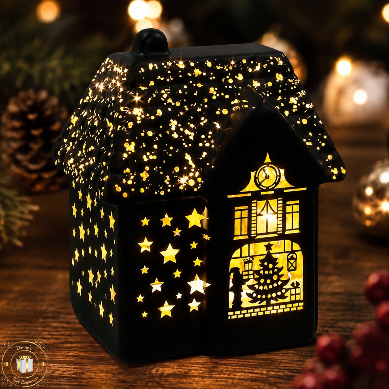 Christmas LED House - Black