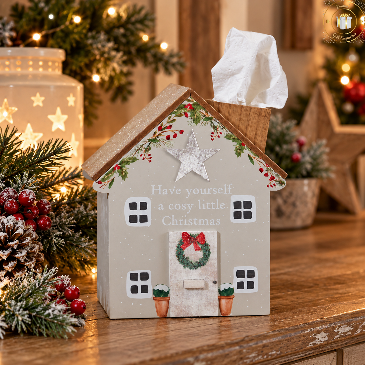 Christmas Cottage Tissue House Box