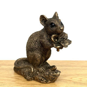 Bronze Mouse With Flower