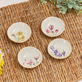 Stoneware Embossed Floral Trinket Dish Daffodils Tulips Daisy Crocus