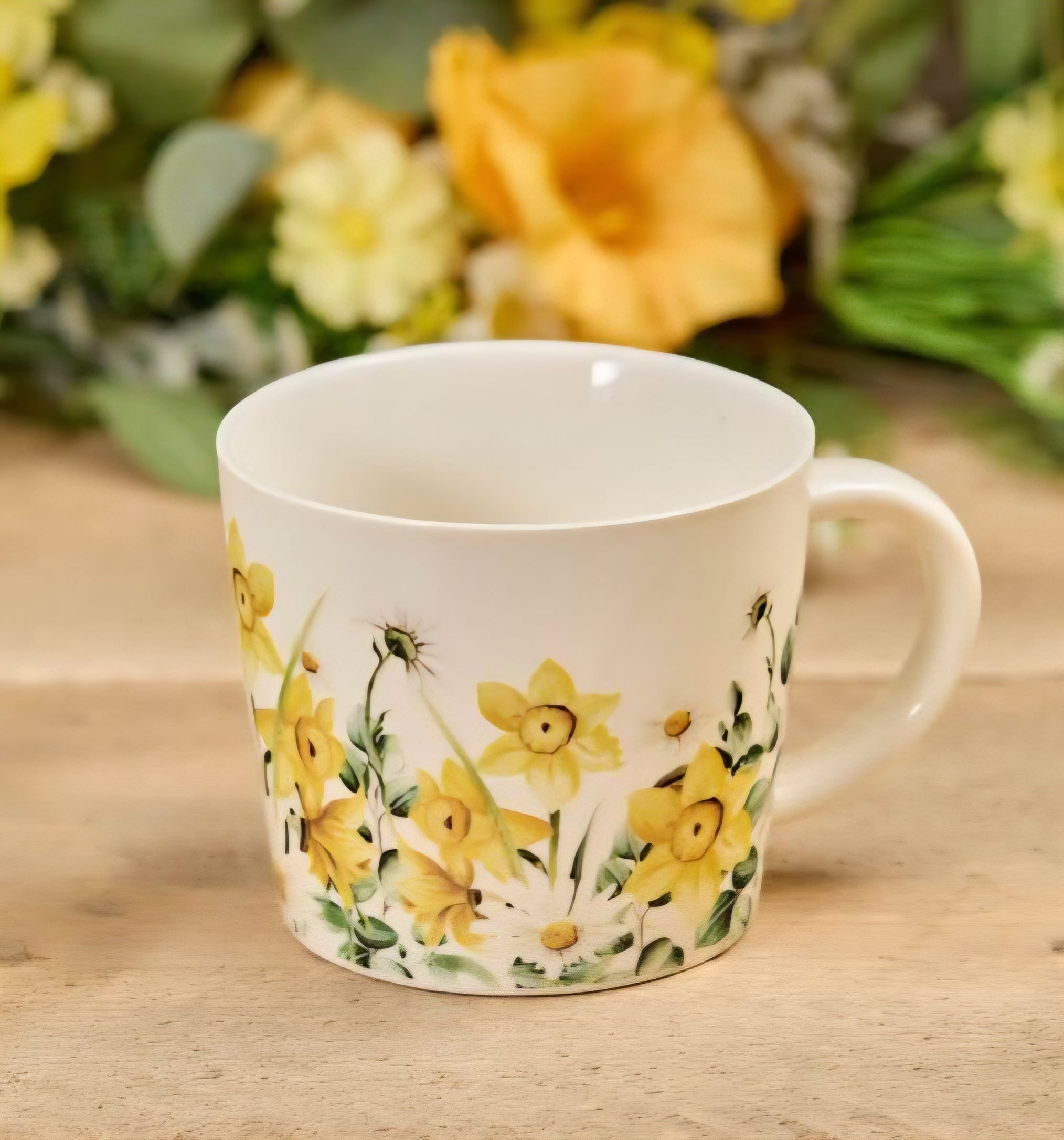 Spring Stoneware Daffodil & Daisy Mug